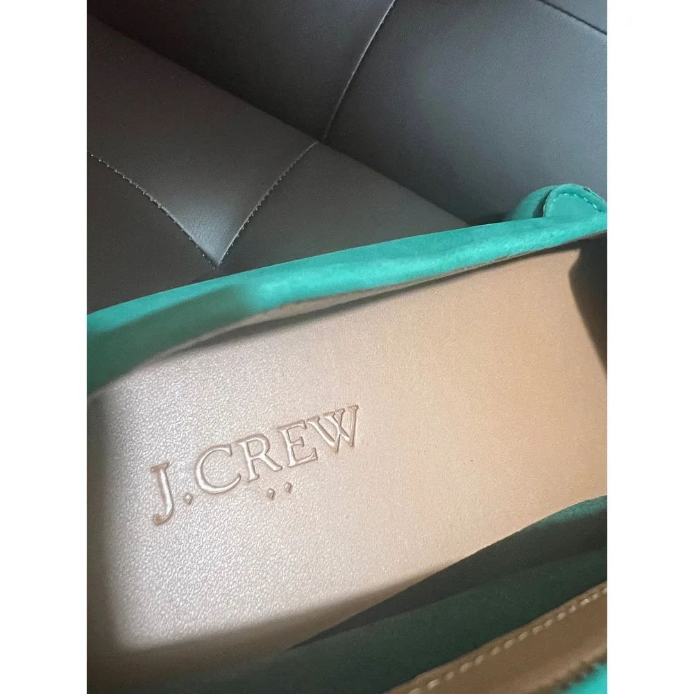 J.Crew Womens Teal Turquoise Nubuck Leather Driving Moccasins Loafers Size 11 - Picture 6 of 9